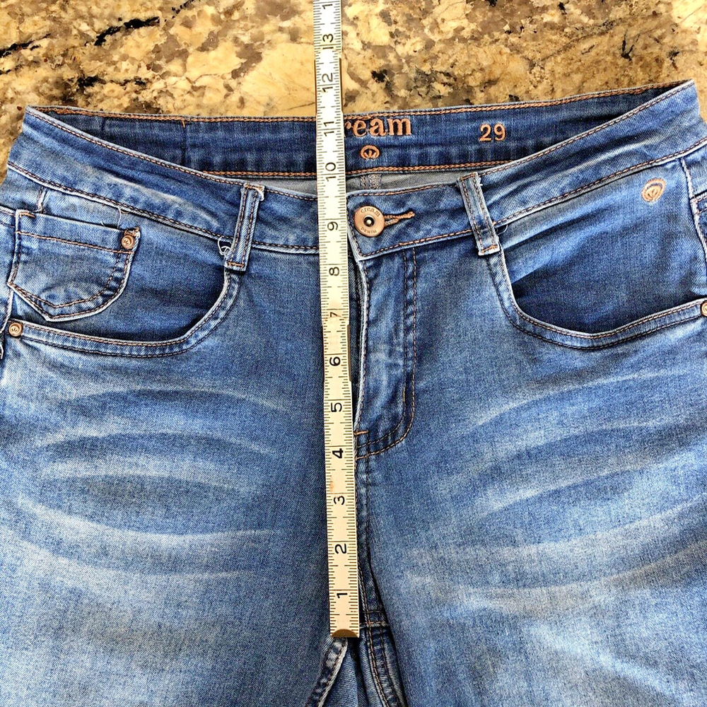 Size 29 X 31.5 Cream Denim Jeans Womens Tapered Light Blue Coco Fit Cool Pockets - Picture 7 of 12